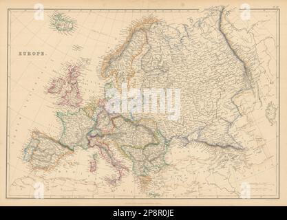 Europe by Joseph Wilson Lowry. Great Powers 1860 old antique map plan ...