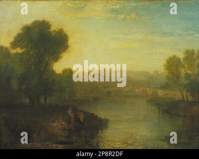 Estampe Ancienne Pont Richmond 1929 – Surrey – Lithographie Art Mural – 10,15x7,25 Pouces
