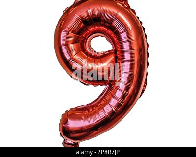 9-shaped ballon isolated on white Stock Photo