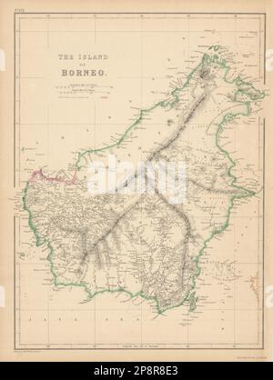 The Island of Borneo by Edward Weller. Sarawak Sabah Brunei Kalimantan 1859 map Stock Photo