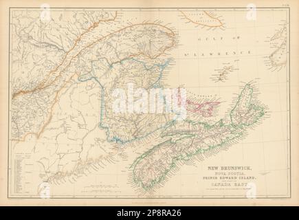 New Brunswick, Nova Scotia, Prince Edward Island &… Canada East. LOWRY 1859 map Stock Photo