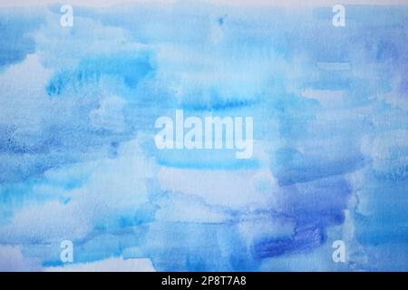 Blurred blue abstract background with watercolor paints Stock Photo