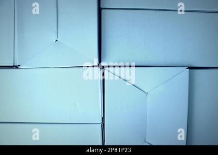 Cardboard boxes seamless pattern on blue background Stock Photo