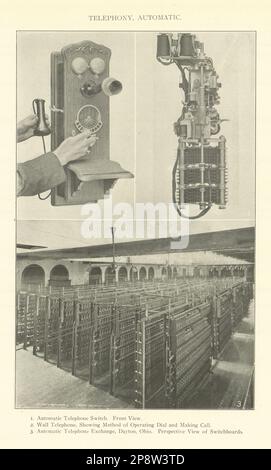 AUTOMATIC TELEPHONY Telephone Switch. Exchange, Dayton, Ohio 1907 old print Stock Photo