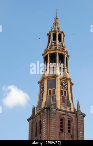 Tower of the historic Der Aa church in Groningen in the Netherlands. Stock Photo