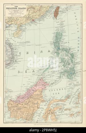 Philippine Islands. Borneo Celebes Sulawesi Kalimantan. STANFORD 1904 old map Stock Photo