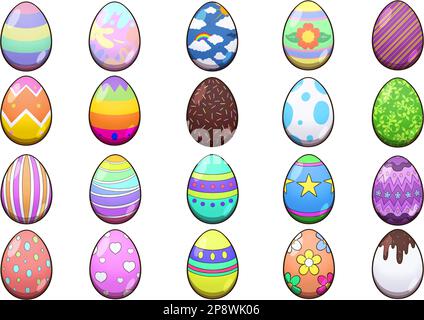 Cartoon Easter Eggs Set. Clip art illustration with simple gradients. Stock Photo