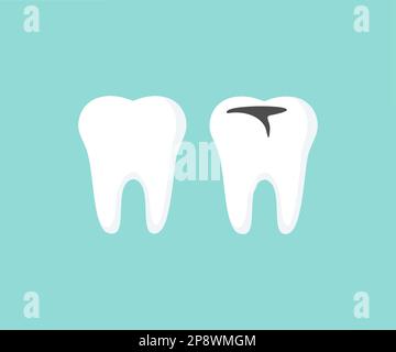 Healthy and shiny tooth and a caries icon set Stock Vector Image & Art ...