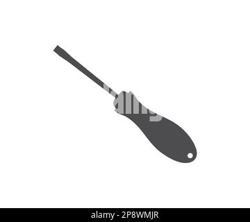 Screwdriver icon. Screwdriver silhouette. Diy tool for building improvement and construction, repair and service, maintenance work of builders. Stock Vector