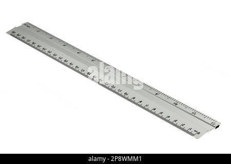 aluminum ruler isolated on white background Stock Photo