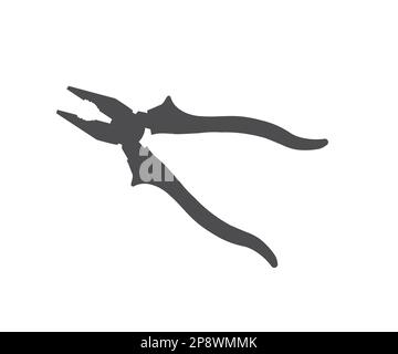 Pliers silhouette. Pliers icon. Diy tool for building improvement and construction, repair and service, maintenance work of builders. Stock Vector