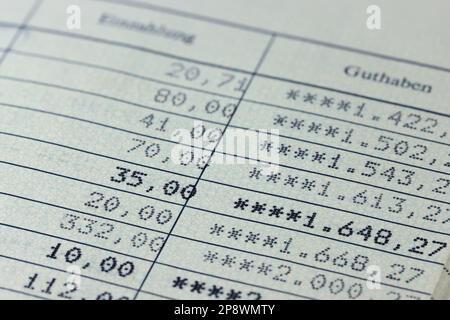 transactions in a German savings book Stock Photo