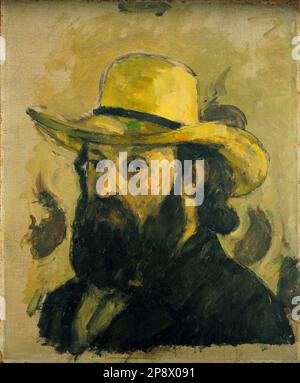 Portrait de l'artiste au chapeau de paille from 1875 until 1876 by Paul Cézanne Stock Photo