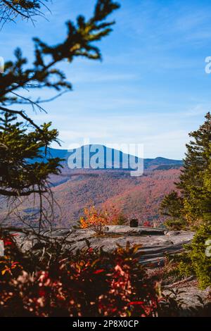 A view on a fall colored valley in White Mountain National forest Stock Photo