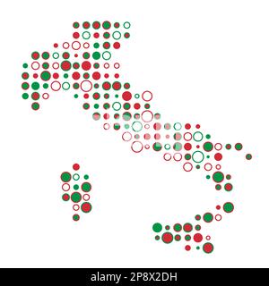 Italy Map Silhouette Pixelated generative pattern illustration Stock Vector