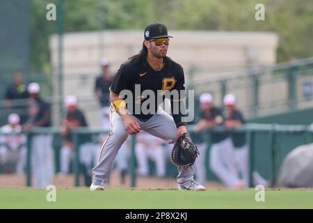 Pittsburgh Pirates' Connor Joe walks in the dugout during a baseball game  against the Seattle Mariners, Friday, May 26, 2023, in Seattle. (AP  Photo/Lindsey Wasson Stock Photo - Alamy