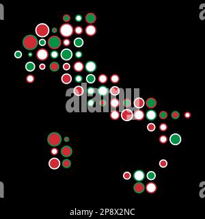 Italy Map Silhouette Pixelated generative pattern illustration Stock Vector