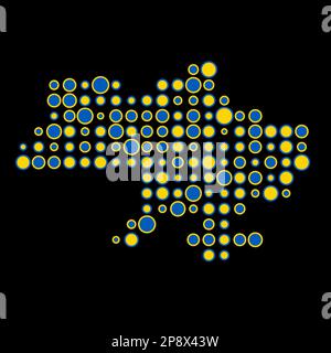 Ukraine Map Silhouette Pixelated generative pattern illustration Stock Vector
