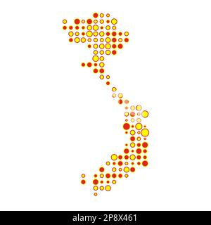 Vietnam Map Silhouette Pixelated generative pattern illustration Stock Vector