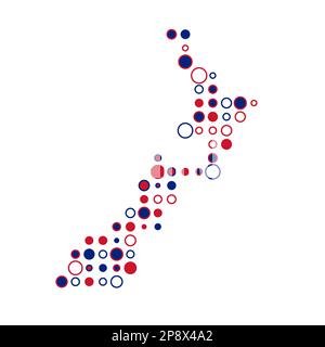 New zealand Map Silhouette Pixelated generative pattern illustration Stock Vector