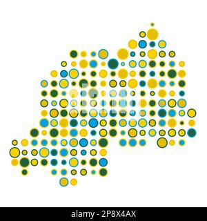 Rwanda Map Silhouette Pixelated generative pattern illustration Stock Vector