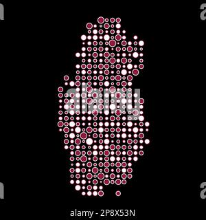 Qatar Map Silhouette Pixelated generative pattern illustration Stock ...