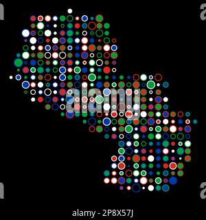 Paraguay Map Silhouette Pixelated generative pattern illustration Stock Vector