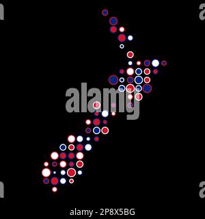 New zealand Map Silhouette Pixelated generative pattern illustration Stock Vector