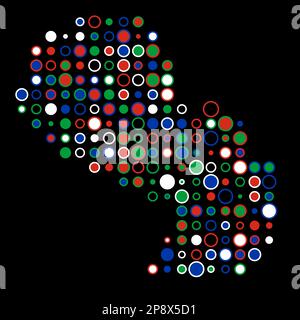Paraguay Map Silhouette Pixelated generative pattern illustration Stock Vector