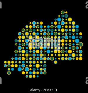 Rwanda Map Silhouette Pixelated generative pattern illustration Stock Vector