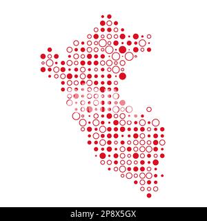 Peru Map Silhouette Pixelated generative pattern illustration Stock Vector