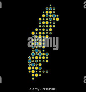 Sweden Map Silhouette Pixelated generative pattern illustration Stock Vector