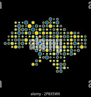 Ukraine Map Silhouette Pixelated generative pattern illustration Stock Vector