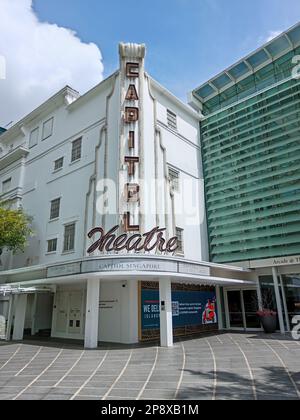Singapore - February 26, 2023: Capitol Theatre, briefly Kyo-Ei Gekijo, is a historic cinema and theatre located in Singapore. It was adjoined to four- Stock Photo