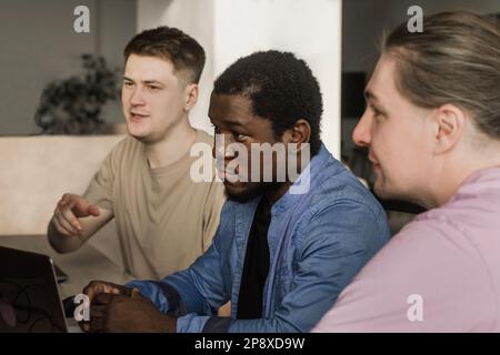 Team of professional software developer and brainstorming and programming on site, software and technology work. Coding technologies, site design Stock Photo
