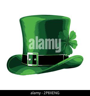 Saint Patricks Day greetings card with clover shapes and branches vector. Stock Vector