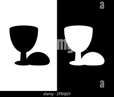 A group of black and white silhouettes for the Holiday Holy Week for your designs. Religious postcard and symbols. Vector illustration Stock Vector