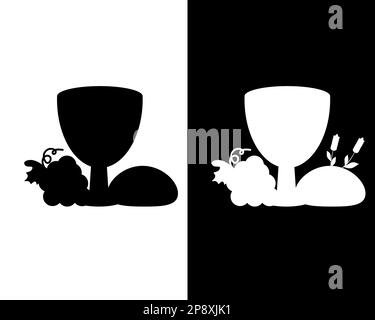 A group of black and white silhouettes for the Holiday Holy Week for your designs. Religious postcard and symbols. Vector illustration Stock Vector