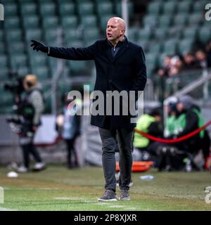 Warsaw, Poland. 09th Mar, 2023. Arne Slot during the UEFA Europa League round of 16 leg one match between Shakhtar Donetsk and Feyenoord on March 9, 2023 in Warsaw, Poland. (Photo by PressFocus/SIPA USA) Credit: Sipa USA/Alamy Live News Stock Photo