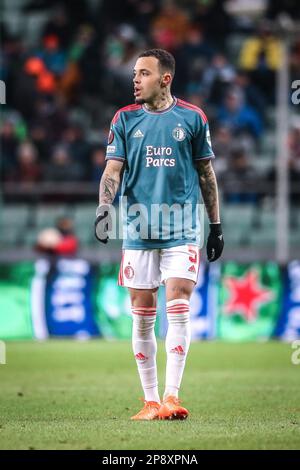 Warsaw, Poland. 09th Mar, 2023. Quilindschy Hartman during the UEFA Europa League round of 16 leg one match between Shakhtar Donetsk and Feyenoord on March 9, 2023 in Warsaw, Poland. (Photo by PressFocus/SIPA USA) Credit: Sipa USA/Alamy Live News Stock Photo
