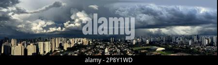 Grey black clouds of a storm come in the background. Stock Photo