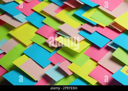 Colorful paper notes as background, closeup view Stock Photo