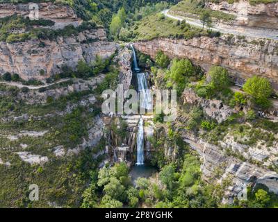 Image of picturesque waterfall on Sant Miquel del Fai Stock Photo