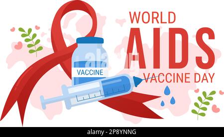World Aids Vaccine Day Illustration to Prevention and Awareness Health Care in Flat Cartoon Hand Drawn for Web Banner or Landing Page Templates Stock Vector