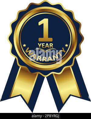 warranty badge elements gold color, with premium colors, seals, medals, shields, badges, scrolls, and ornaments Stock Vector