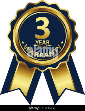 warranty badge elements gold color, with premium colors, seals, medals, shields, badges, scrolls, and ornaments Stock Vector