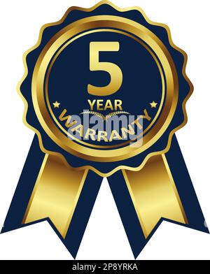 warranty badge elements gold color, with premium colors, seals, medals, shields, badges, scrolls, and ornaments Stock Vector