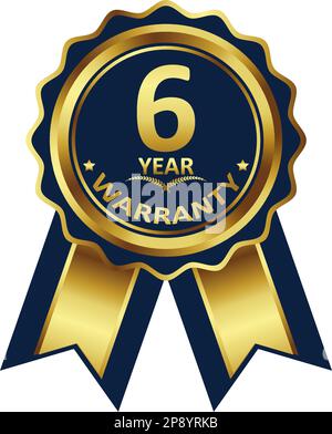 warranty badge elements gold color, with premium colors, seals, medals, shields, badges, scrolls, and ornaments Stock Vector
