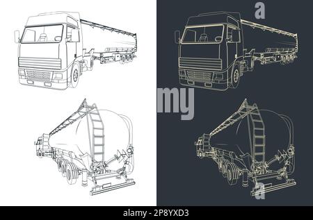 Stylized vector illustration of sketches of silo truck Stock Vector