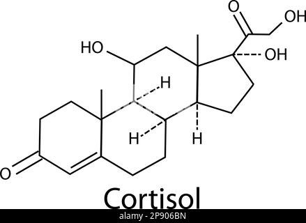 Cortisol (hydrocortisone) stress hormone, molecular model. Atoms are ...